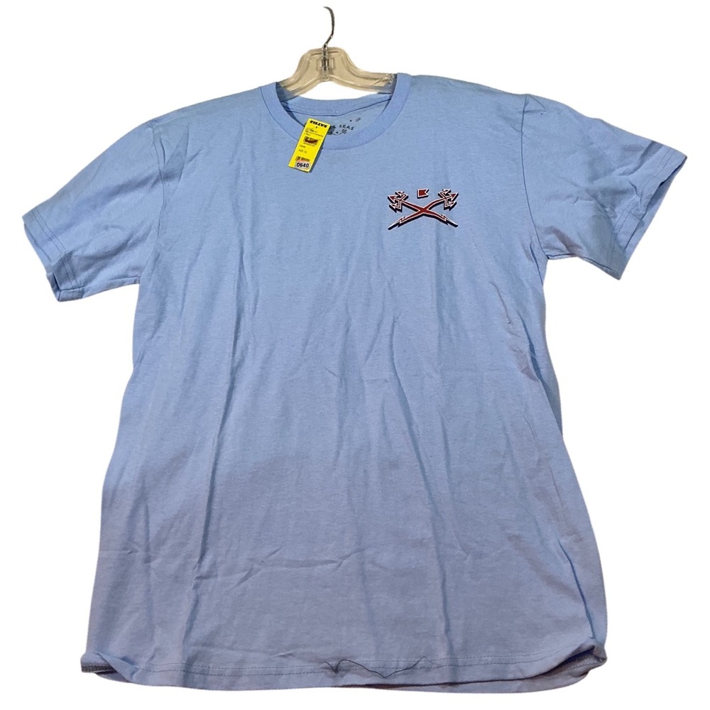Dark Seas Division Mens XL Light Blue Graphic Tee Short Sleeve T-Shirt Trident